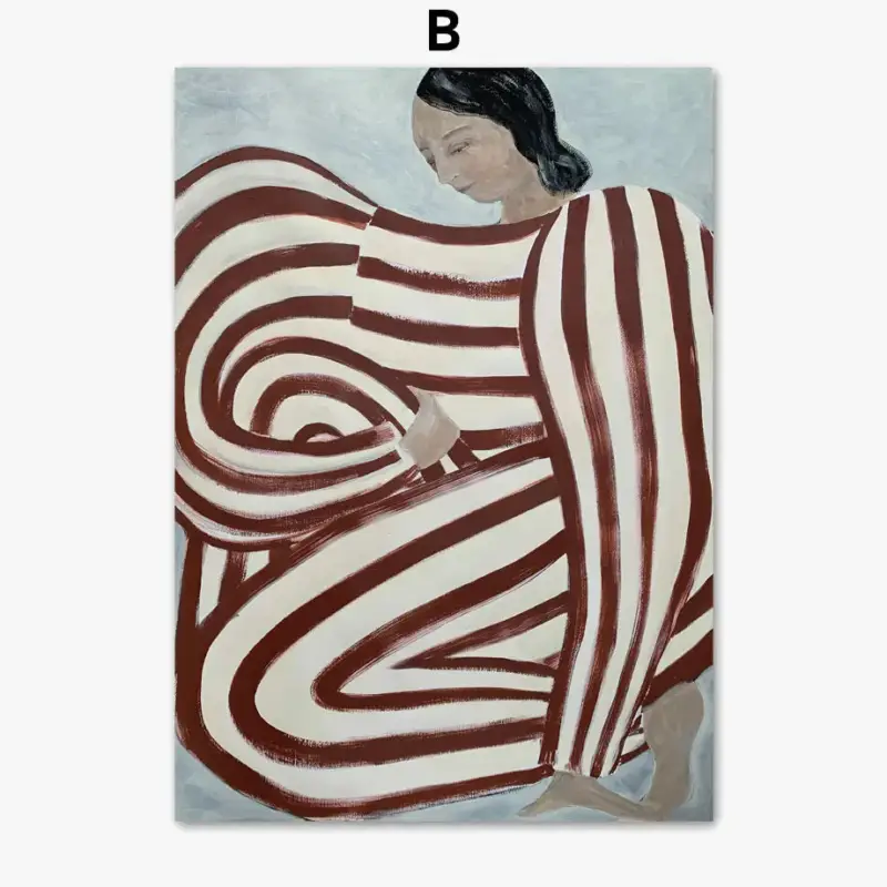 Petit Prix Striped pajamas woman poster wall art geometry retro decoration