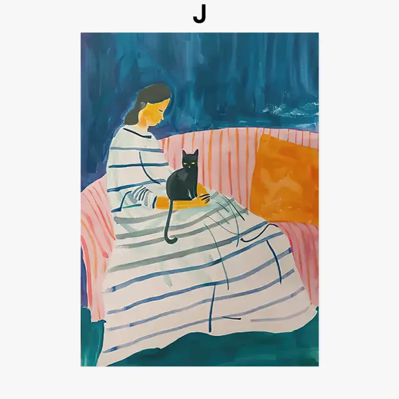 Abstract cat woman wall art for modern decoration Bon Plan