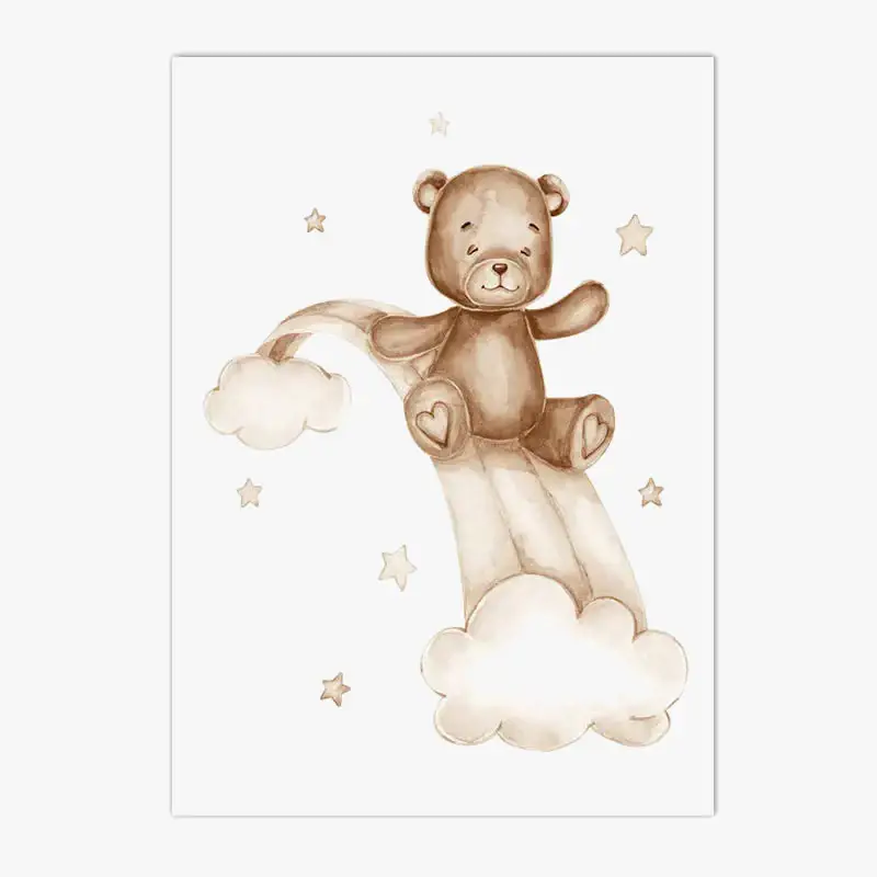 Prix Réduit Cloud moon rabbit bear canvas wall art for children