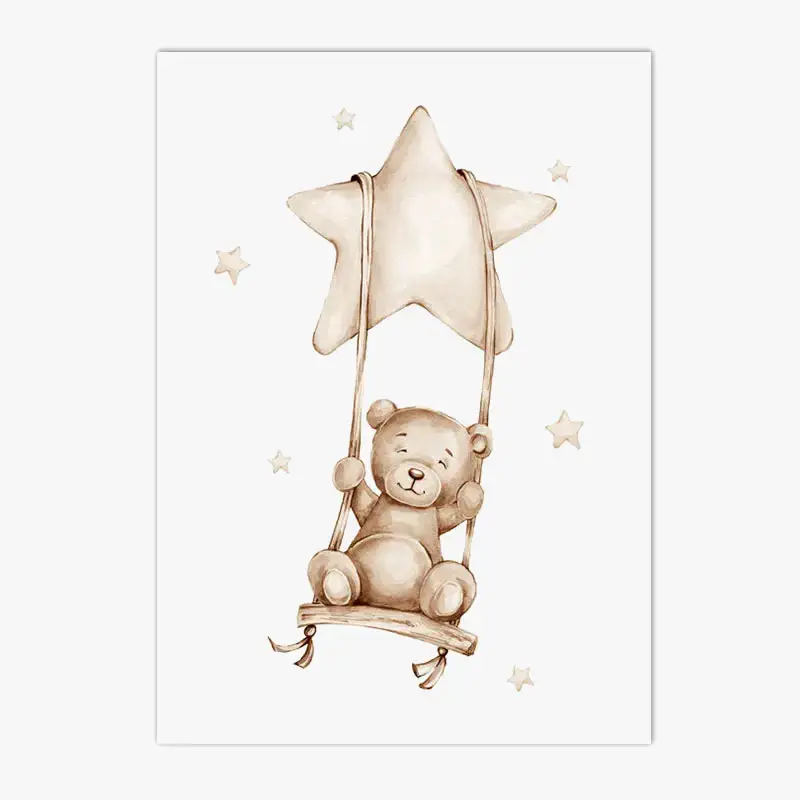Cloud moon rabbit bear canvas print kids wall art Bon Marché