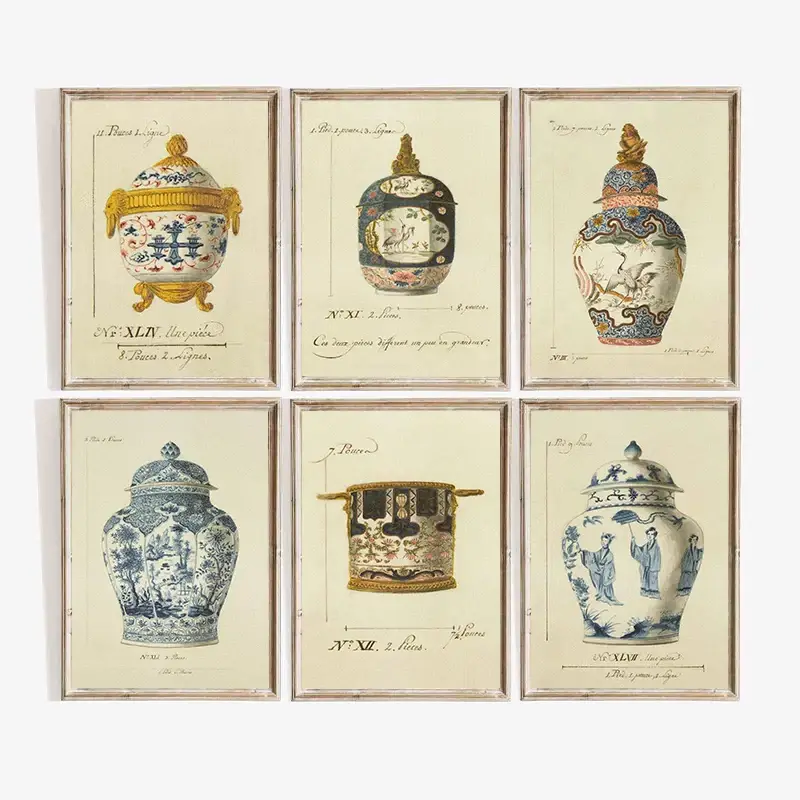 Nouvel Arrivage Vintage chinoiserie porcelain jar wall decor mural art