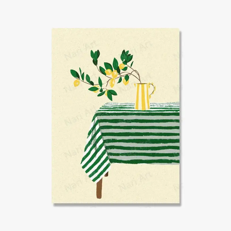 Summer wall art with decorative fruits and palm trees Top Vente
