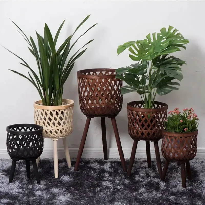 Nouveauté Hand-woven rattan flower pot for green plants