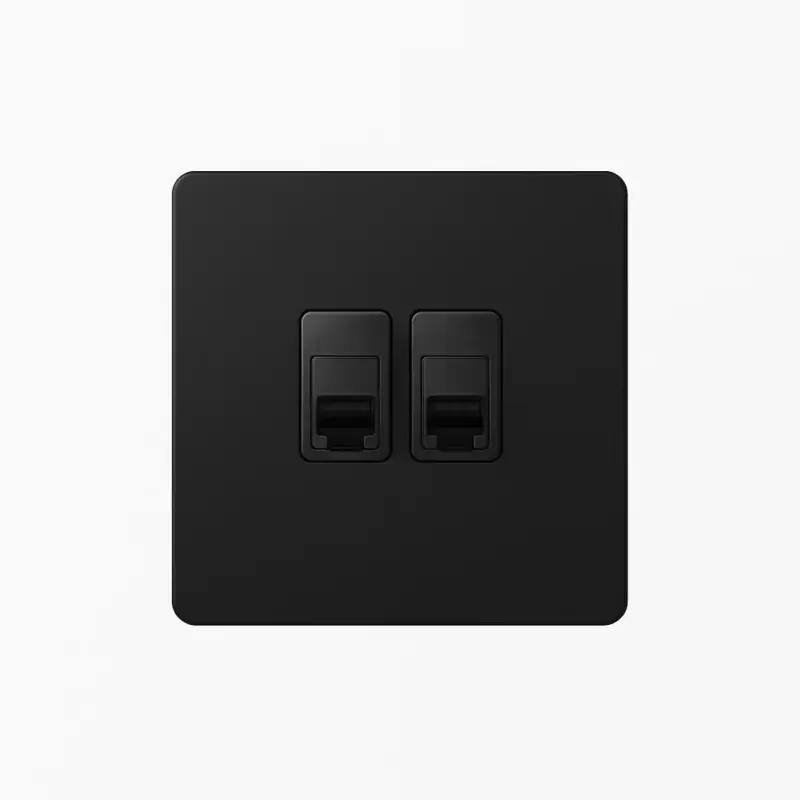 Double rj45 socket in matte black steel with rounded edges Affaire À Saisir
