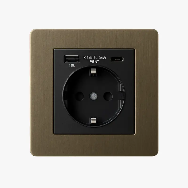 Commande En Gros Electrical socket with double usb and usb type c (europe) in aged g...