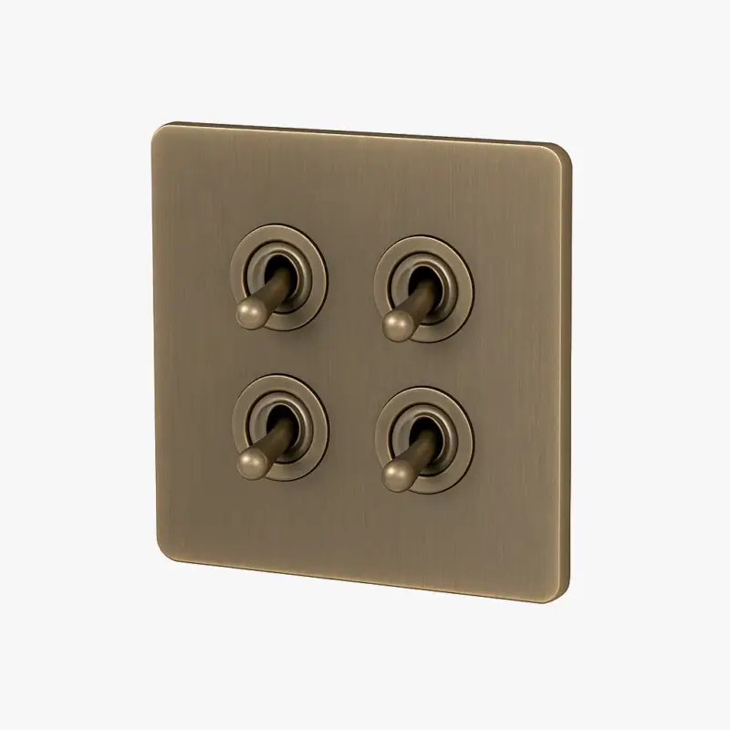 Quadruple 4-way switch in aged grey steel with rounded edges Réduction