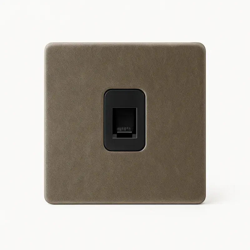 Certifié Aged grey steel rj45 socket with rounded edges