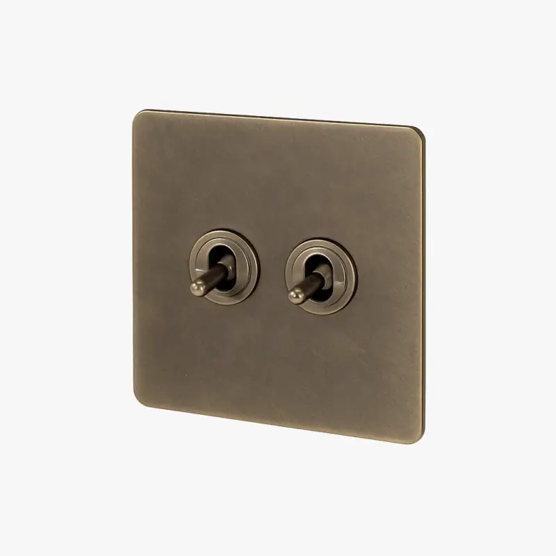 Jusqu'à Épuisement Des Stocks Double 2-way switch in aged grey steel with rounded edges