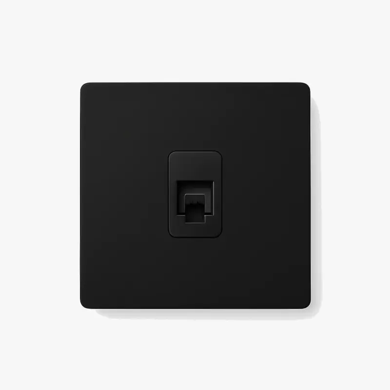 Matte black steel rj45 socket with rounded edges Quantité Limitée