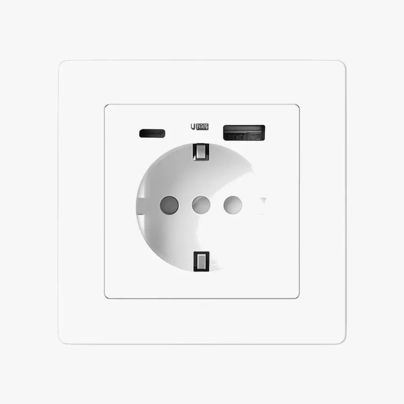 Vente Flash White matt steel european electrical socket with dual usb and usb t...