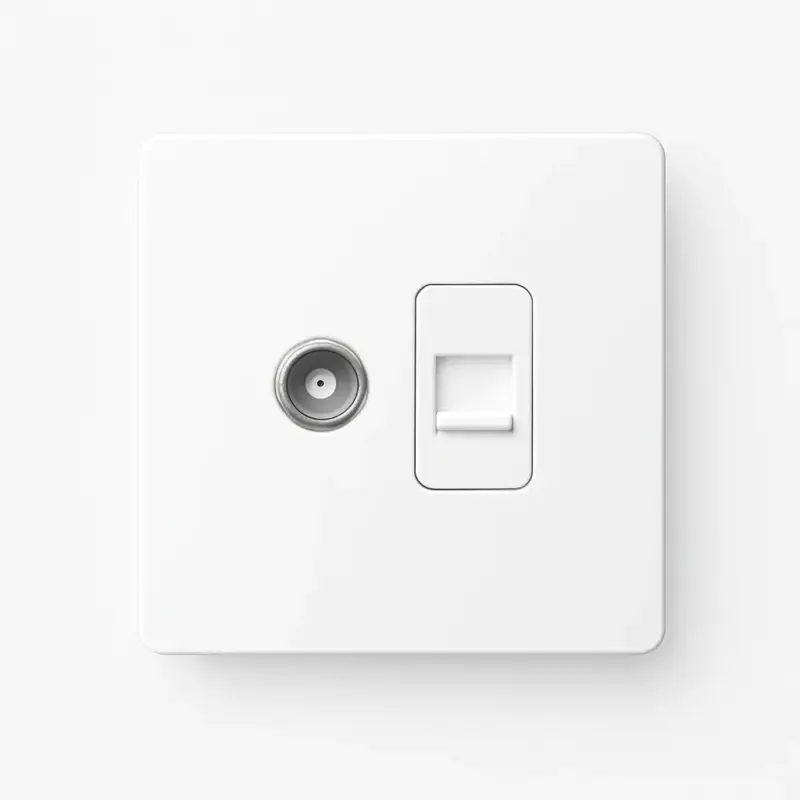 Haute Qualité Matte white steel tv and rj45 socket with rounded edges