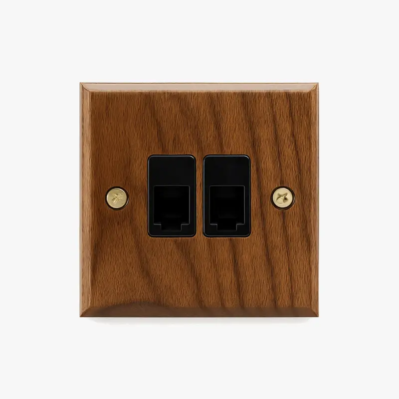 Double rj45 socket in wood with gold screws Meilleur Choix