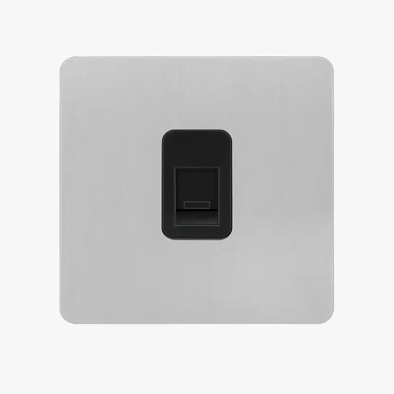 Satisfait Ou Remboursé Silver metal wall plate with double rj45 socket and vintage switch