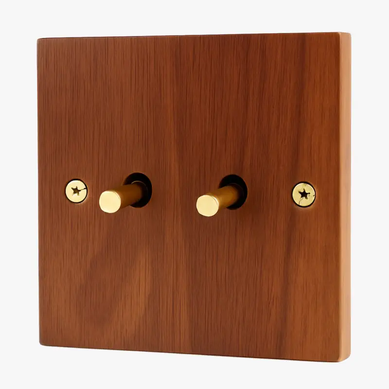 Double 2-way wooden switch with gold screws Nouvel Arrivage