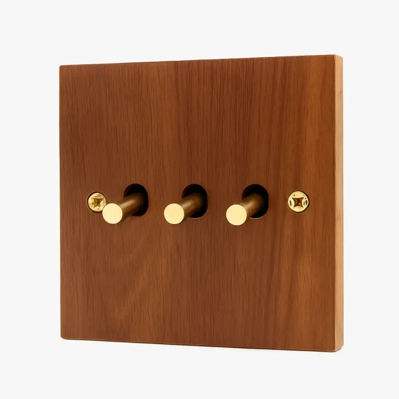 Triple 3-way wooden switch with gold screws Dernière Chance