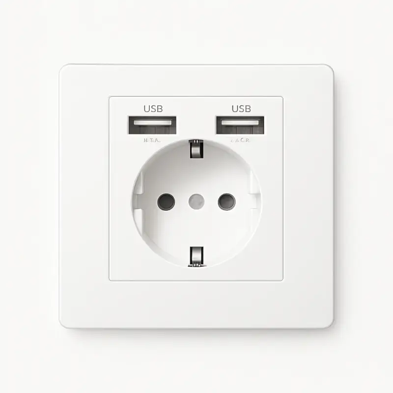 White matt steel power socket and double usb (europe) with rounded … Dernier Modèle