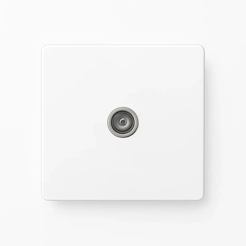 Matte white steel tv socket with rounded edges Pas Cher