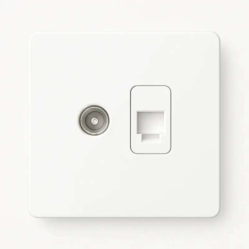 Haute Qualité Matte white steel tv and rj45 socket with rounded edges