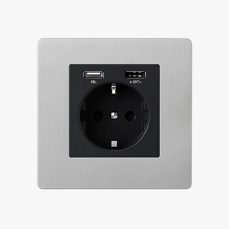 Offre Du Jour European electrical socket with double usb and usb type-c, light br...