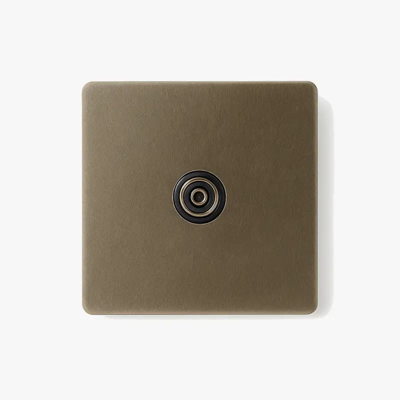 Satisfait Ou Remboursé Aged bronze steel tv socket with rounded edges