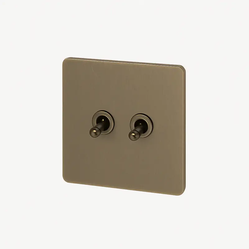 Expédié Aujourd'hui Double 2-way switch in aged bronze steel with rounded edges