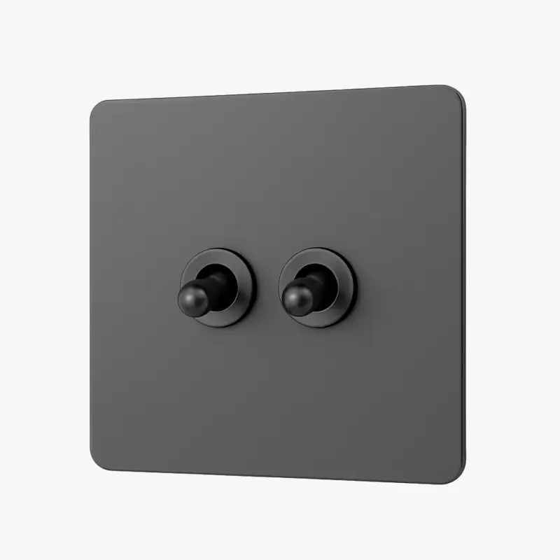 Quantité Limitée Double two-way switch in brushed dark grey steel with rounded edges