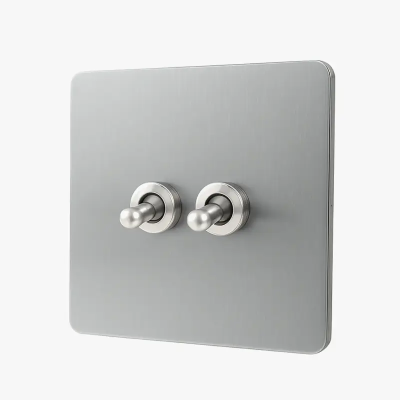 Double 2-way brushed grey steel switch with rounded edges Meilleur Choix