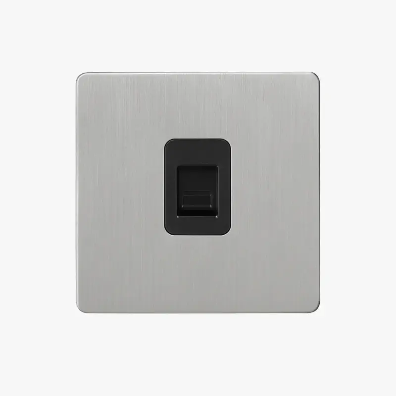 Nouvelle Collection Light grey brushed steel rj45 socket with rounded edges