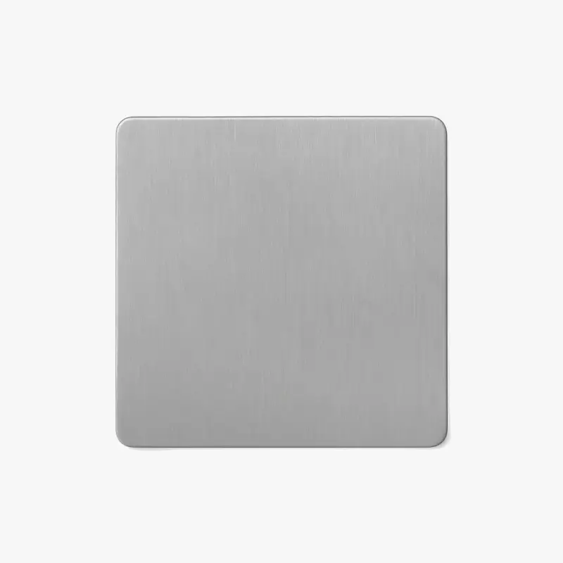 Flat socket cover in brushed light grey steel with rounded edges Vente Flash