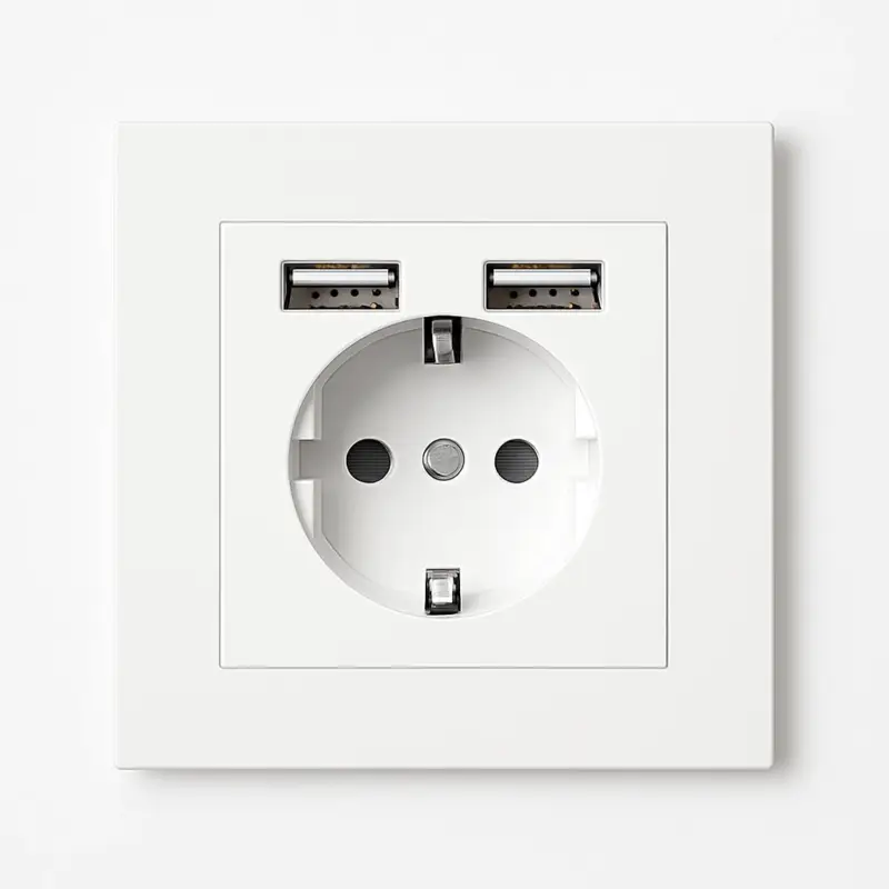 Offre Limitée White matt steel power socket and dual usb (europe)