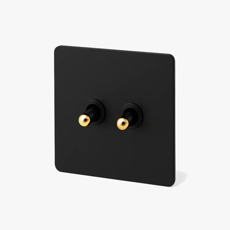 Double two-way intermediate switch in matte black and gold steel wi... Achetez Aujourd'hui