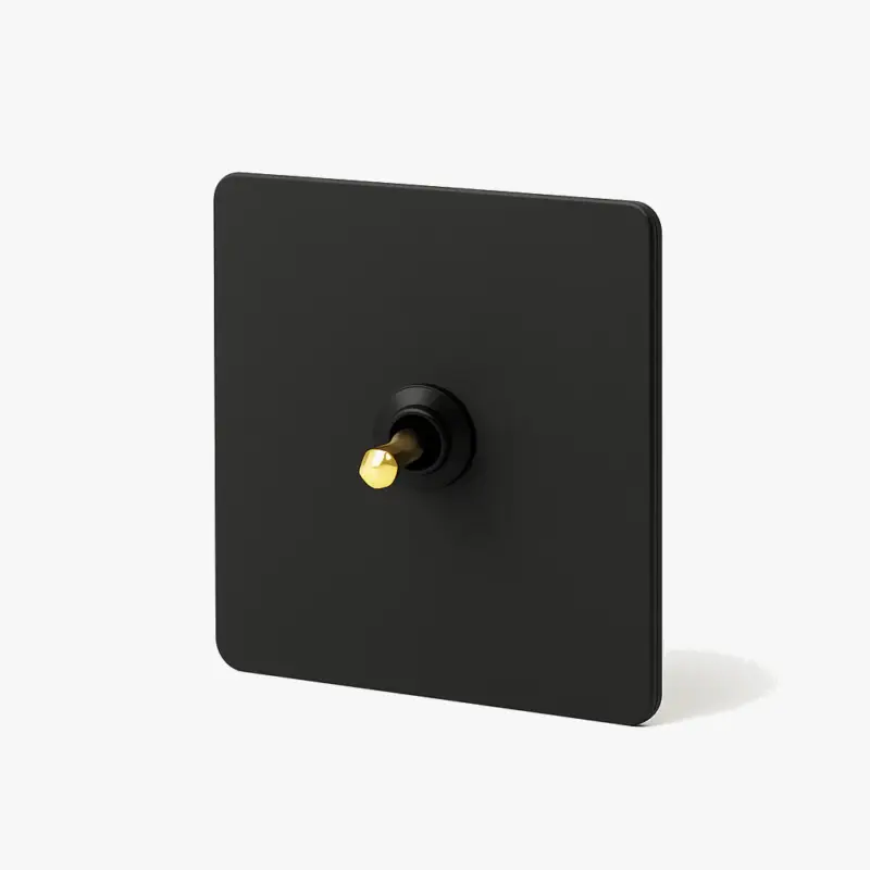 Remise Single intermediate switch in matte black and gold steel with round...