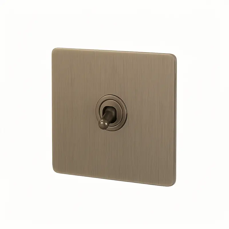 Single intermediate 1-way switch in brushed aged grey steel with ro... Achetez Aujourd'hui