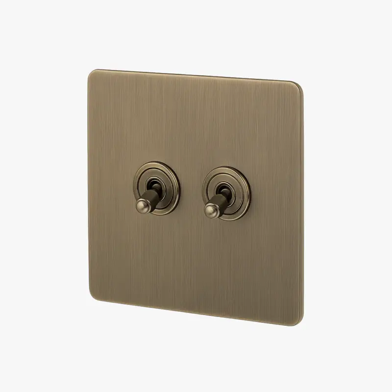 Jusqu'à Épuisement Des Stocks Double intermediate 2-way switch in brushed aged grey steel with ro...