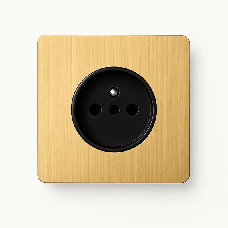 Expédié Aujourd'hui Brushed gold steel electrical socket with rounded edges
