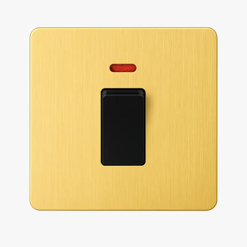 Prix Cassé Single 1-gang switch with led 20a brushed gold steel rounded edges