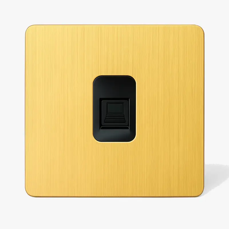 Dernier Modèle Brushed gold steel rj45 socket with rounded edges