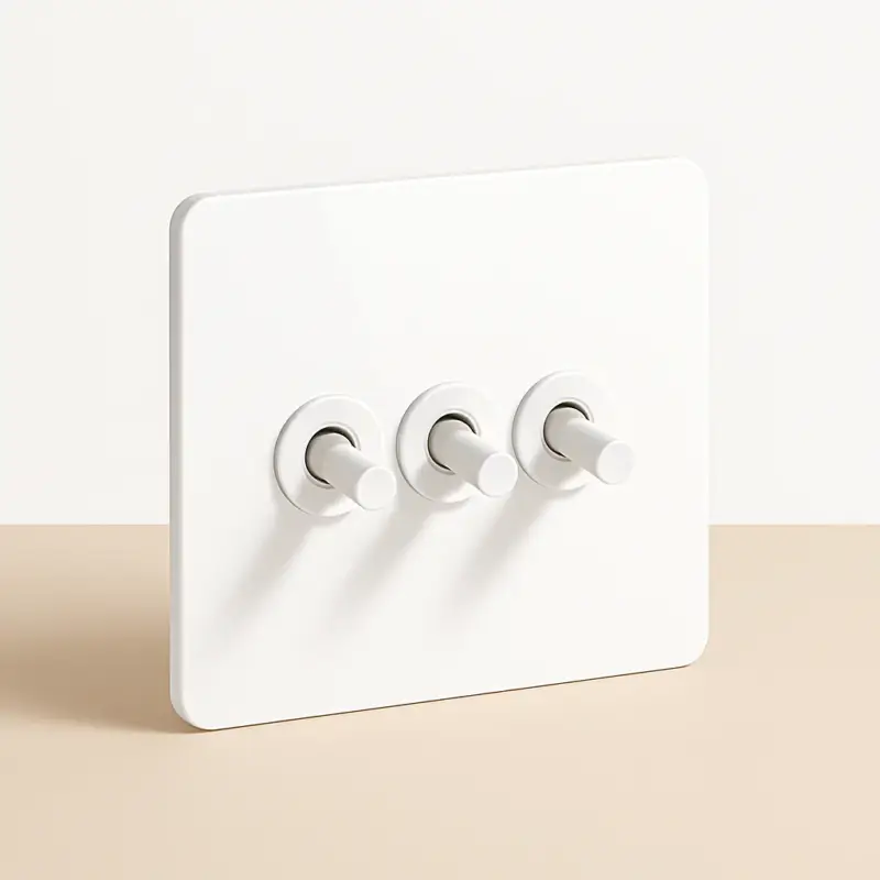 Prix Choc Triple 3-way switch in matte white steel with rounded edges