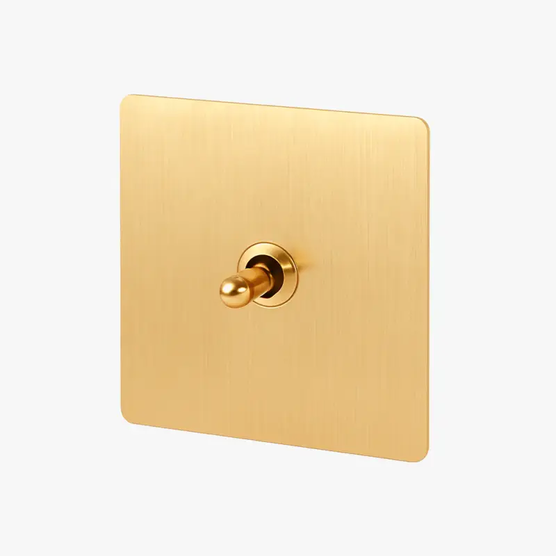 Single intermediate 1-gang switch in brushed gold steel with rounde... Paiement Sécurisé