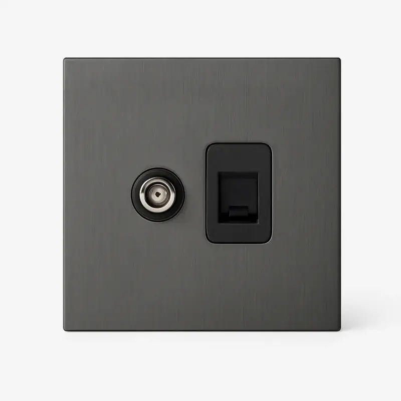 Brushed grey steel tv and rj45 socket Meilleur Choix