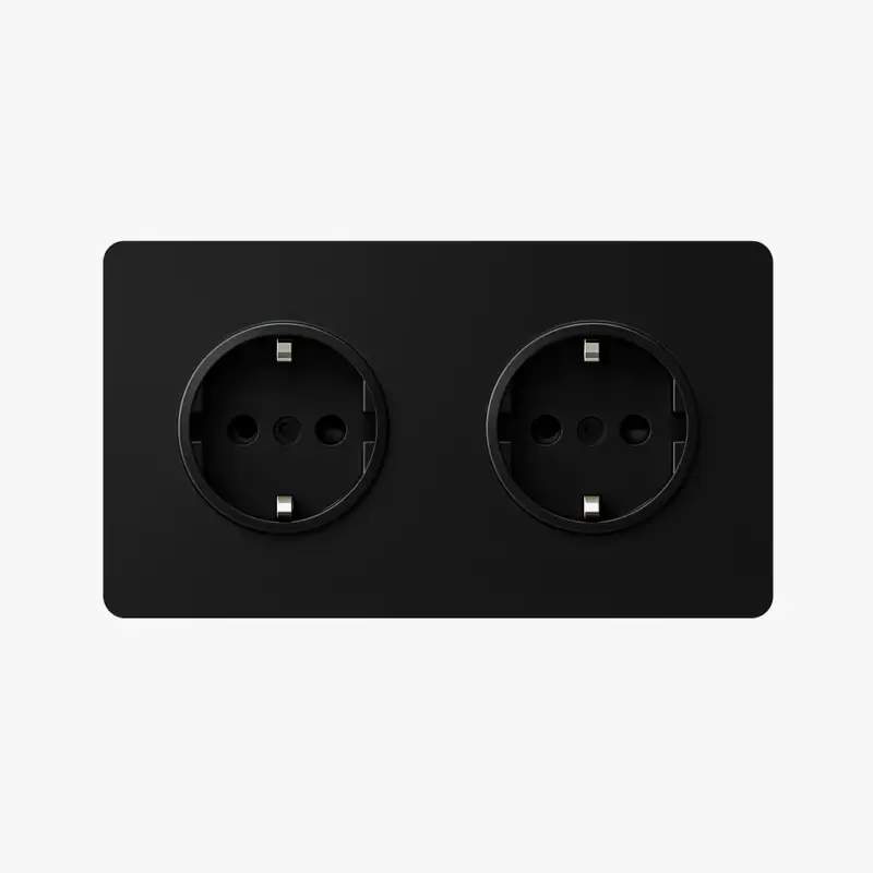 Solde Double power socket (europe) in brushed black steel