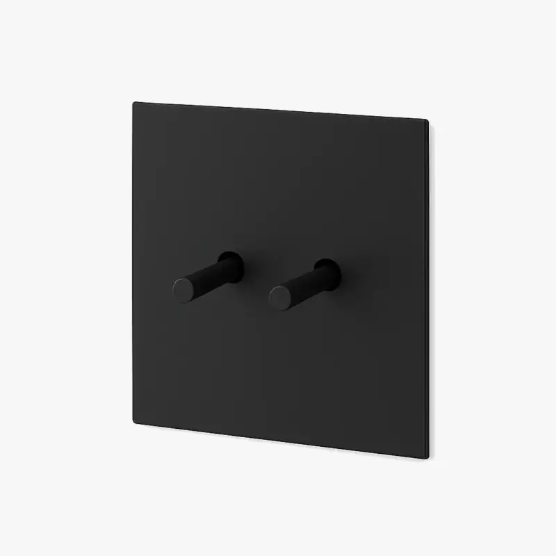 Prix Réduit Double 2-way switch in brushed black steel