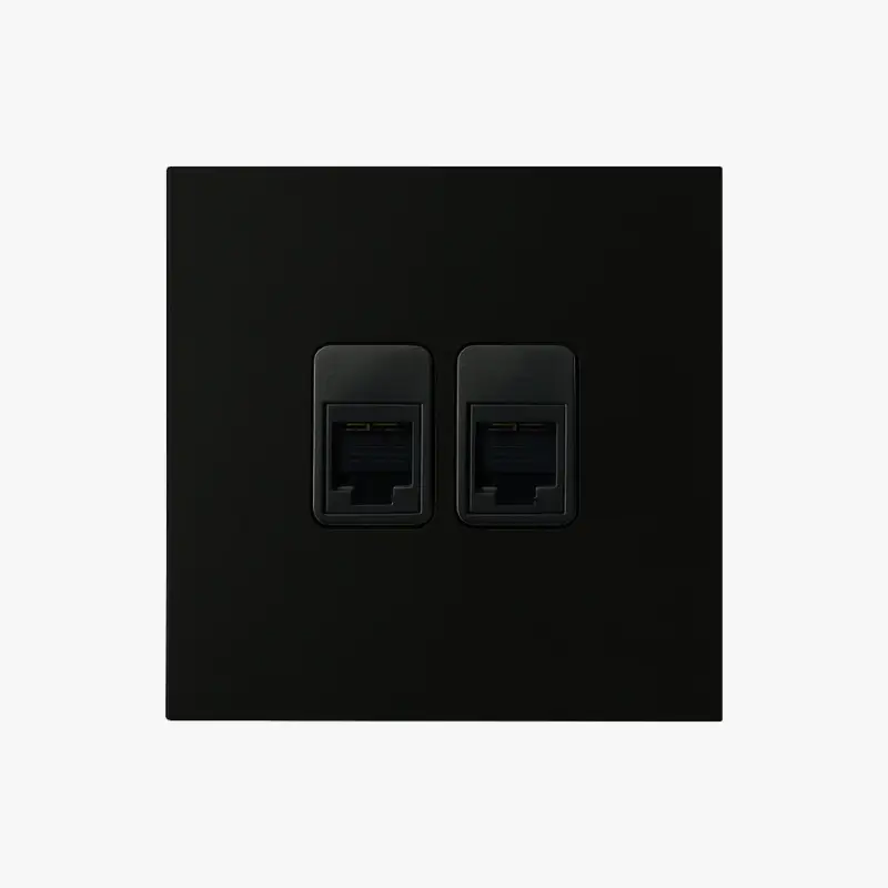 Remise Double rj45 socket in matte black steel