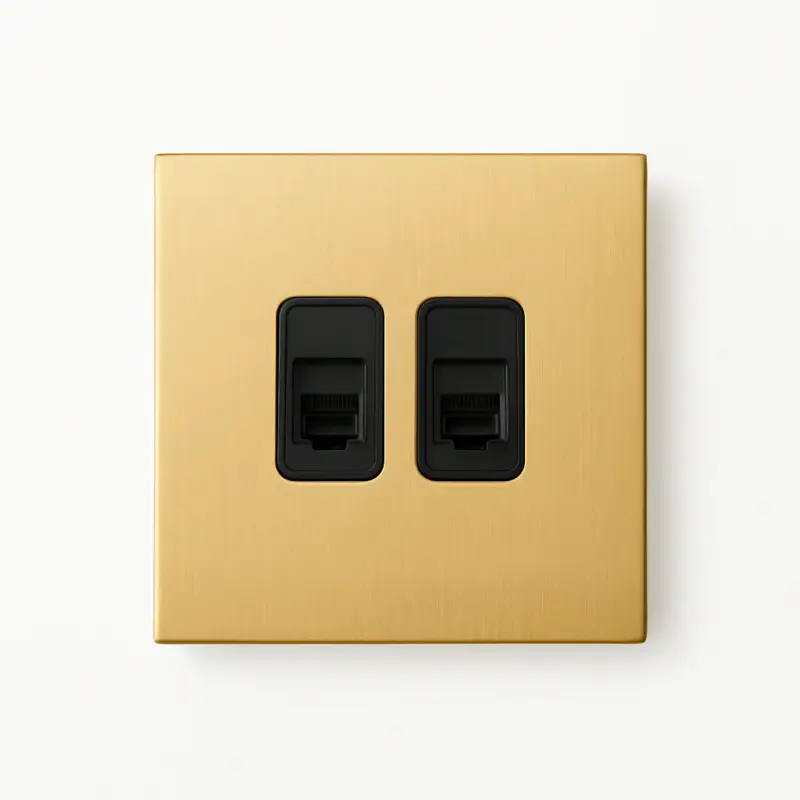 Brushed gold steel double rj45 socket Vente Flash