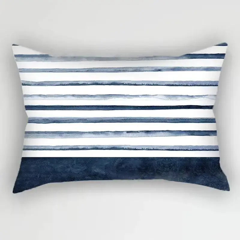 Pas Cher Rectangular decorative pillowcase with blue floral and leaf pattern