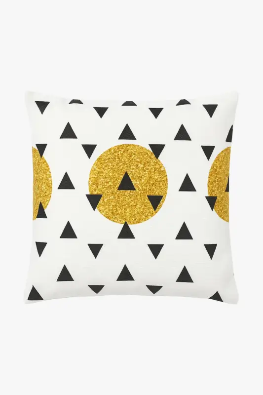 Geometric cushion cover with retro ethnic style in light gold Acheter En Ligne