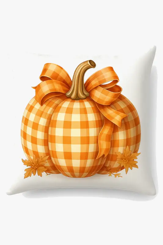 Soldes Housse de coussin décorative citrouille et feuilles d'automne