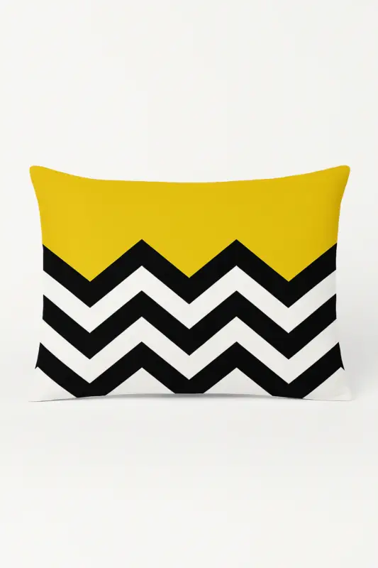 Rectangular cushion cover with yellow and red geometric design 30 x... Solde