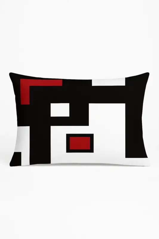Pas Cher Rectangular geometric yellow and red cushion cover 30x50 cm
