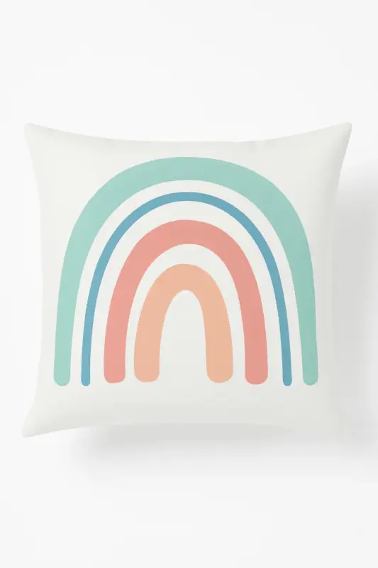 Retour Gratuit Decorative cushion cover with rainbow and geometric design for sofa